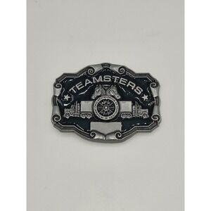 The B Line USA Teamsters Truck Horse Black‎ Enamel Belt Buckle